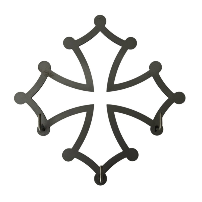 Porte-Clefs Mural : Croix Occitane (30 x 30 cm)